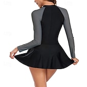 billige Utslett vakter-Dame Rash-guard One-Piece Badetøy UV Solbeskyttelse Lettvekt Langermet Kroppsdrakt Badedrakt Forside Glidelås Svømming Surfing Strand Vannsport Lapper Sommer Vår Høst