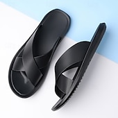 abordables sandalias de exterior-Sandalias marrones con tiras cruzadas sin cordones para hombre: diseño liviano y cómodo para la playa y el uso informal en verano