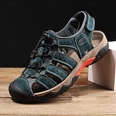 voordelige Buitensandalen-Heren outdoor wandelsandalen - ademend gesloten teenontwerp, verstelbare vetersluitingen, antislipzool, comfortabele zomerschoenen voor trekking en kamperen