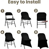 cheap Dining Chair Cover-Folding Chair Covers Black Stretch Chair Covers Upgraded Universal Washable Fitted Chair Slipcovers Protector for Party, Wedding, Holidays, Banquet, Celebration