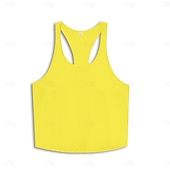 baratos Tops de ginásio-Homens Malha Íntima Top de colete camisa sem manga Sem Manga Crewneck Verão Tecido Moda Roupa de rua Treino Ginásio Desportos e Ar livre Roupa Esportiva Vermelho Top Tee para Homens