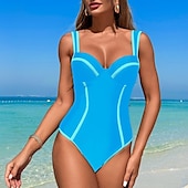 abordables Maillots une pièce et tankinis-Femme Maillot de bain 1 pièce V Profond Maillots de Bain Mosaïque Maillots de Bain Noir / Blanc Noir Respirable Séchage rapide Poids Léger Sans Manches - Natation Surf Plage Eté Printemps