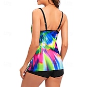 abordables Maillots une pièce et tankinis-Femme Tankini Maillot De Bain Deux Pièces Maillots de Bain Maillots de Bain Rouge Bleu Respirable Séchage rapide Poids Léger Sans Manches - Natation Surf Plage Eté Printemps Grande Taille
