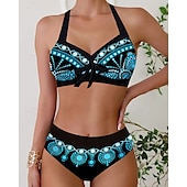 abordables Maillots une pièce et tankinis-Femme Tankini Maillot De Bain Deux Pièces Dos Nu Col en V Maillots de Bain Maillots de Bain Rose Claire Bleu Respirable Séchage rapide Poids Léger Sans Manches - Natation Surf Plage Eté Printemps