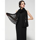 cheap Wedding Guest Wraps-YESSA Womens Rhinestone Shawls and Wraps for Evening Dresses,Sequin Chiffon Shawls and Wraps for Weddings Formal Shawl Scarf