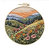 cheap Sewing &amp; Knitting &amp; Crochet-Embroidery Kit for Beginners,Cross Stitch Needlepoint Kits for Adults Starter Easy Snowy Mountain Pattern Fabric Hand Crafts,Hoops,Needle,Women DIY Hanging Plants,Sewing Hobby