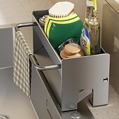 cheap Bath Hardware-Sink Sponge Holder, Countertop Draining Rack, Freestanding Storage Organizer for Sponges, Dishcloths, and Scrubbers in Bathroom or Kitchen