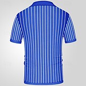 halpa Miesten printtipoolopaita-Miesten Button Up Polos Golfpaita Kausaliteetti Urheilu Kauluskäänne Lyhythihainen Muoti Perus Raita Tilkkutäkki Napit Kesä Sininen Button Up Polos