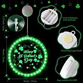 cheap Decorative Lights-St. Patrick&#039;s Day Decorative Window Light - Battery Powered Suction Cup Hanging Light for Irish Festival Decoration 1pc
