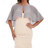 cheap Wedding Guest Wraps-Baoqiya Capelets for women Chiffon Cape Soft Shawls and Wraps Wedding Capes 1920s flapper Cover Up