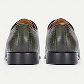 tanie Klasyczne Buty Eleganckie-męskie zielone skórzane buty typu oxford ze wzorem krokodyla – najwyższej jakości skóra bydlęca, sznurowane, na formalne, biznesowe i specjalne okazje