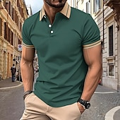 cheap Men&#039;s Classic Polo-Men&#039;s Polo Shirts Golf Shirt Business Classic Short Sleeve Color Block Buttons Spring &amp; Summer Black White Light Green Burgundy Navy Blue Royal Blue Polo Shirts