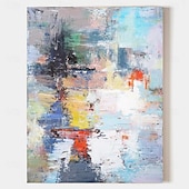 preiswerte Abstrakte Gemälde-Handgemälde Ölgemälde Wandkunst blau abstrakte Malerei auf Leinwand 3D handgemachte Textur Wandkunst neutral abstrakte Wandkunst Boho Wal Dekor
