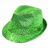 halpa Fedora hattu-Miesten Kentucky Derby -hattu Aurinkohattu Juhlahattu Keltainen Rubiini Polyesteri Paljetti Muoti Vapaa-aika Päivittäin Pyhän Patrickin päivä Yhtenäinen väri Aurinkovoide Hengittävä