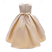 preiswerte Partykleider-kinderkleidung Mädchen Party Kleid Blume Ärmellos Leistung Geburtstag Schön Süß Polyester Asymmetrisch abendkleider Schaukelkleid A Linie Kleid Sommer 4 Jahre + Champagner Rosa Wein