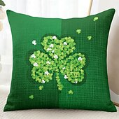billiga geometrisk stil-saint patrick&#039;s day dekorativa slängkuddar överdrag 1 st grön irländsk mjuk fyrkantig soffa kuddfodral örngott för sovrum vardagsrum soffa stol