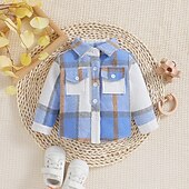 economico Giacche e cappotti per bambine-Bambino Da ragazza Giornata universale dell&#039;infanzia Shacket Color Block Di tendenza Girocollo Esterno Cotone Cappotto Capispalla 3-7 anni Primavera Nero Bianco Rosa