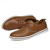 cheap Semi-Formal-Men&#039;s Casual Lace-Up Shoes – Vibrant Faux Leather Upper, Lightweight Design, Non-Slip Sole, Perfect for Everyday Wear and Summer Outings