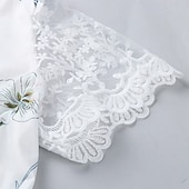 billige Skriv ut blomsterkjoler-Dame Normal EU / USA størrelse Midikjole Langermet Boho-kjole Solkjole Elegant kjole Elegant Bohem Tropisk Blondearm Fest Daglig Stevnemøte Løstsittende Blomstret Marmortrykk Kortermet V-hals Lys
