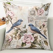 levne květinový a rostlinný styl-1 ks Polyester Polštářový potah, Zvíře stromy a listí rustikální design Pastýřský Obdélníkový Tradiční Klasický