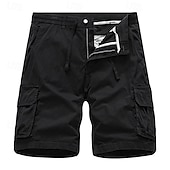 cheap Classic-Men&#039;s Cargo Shorts Shorts Summer Shorts Drawstring Elastic Waist Multi Pocket Plain Comfort Wearable Knee Length Outdoor Sport Daily Fashion Casual Black Yellow