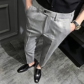 levne Štíhlý-Pánské Oblekové Kalhoty Kalhoty chinos Knoflíky Kapsy Pevná barva Pohodlné Po kotníky Formální Párty Práce Módní Klasický styl Černá Khaki Lehce elastické
