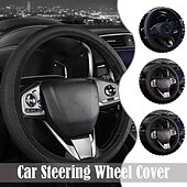 cheap Steering Wheel Covers-1PCS Car Steering Wheel Cover Fiber Leather Double Circle Without Inner Ring Elastic Band Handle Cover Wear-Resistant Embossed
