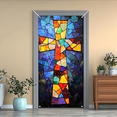 billige Dørdeksler-Dørdekorasjoner Dørtrekk Kors Blekktglass Effekt Dørvev Dørgardin Dekorasjon Bakgrunn Innendørs/Utendørs Dørbanner Framdør Gårdsdrift