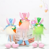 cheap Easter Lights-1 Pc Easter Long Leg Rabbit with Light, Faceless Child, Dwarf Doll, Carrot Resurrection Egg, Easter Indoor Party, Restaurant Atmosphere Decoration