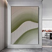 preiswerte Abstrakte Gemälde-handgemachtes Ölgemälde Wandkunst 2er Set grün weiß abstraktes Gemälde auf Leinwand ein Paar beige Struktur Wandkunst neutral abstrakte Wandkunst Wanddekoration