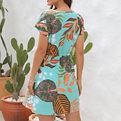 cheap Casual Floral Dresses-Women&#039;s Mini Dress Casual Dress A Line Dress Floral Dress Summer Dress Hawaiian Stylish Casual Vacation Daily Date Regular Fit Floral Short Sleeve V Neck Pink Red Blue Green Summer