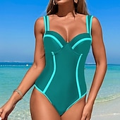 abordables Maillots une pièce et tankinis-Femme Maillot de bain 1 pièce V Profond Maillots de Bain Mosaïque Maillots de Bain Noir / Blanc Noir Respirable Séchage rapide Poids Léger Sans Manches - Natation Surf Plage Eté Printemps