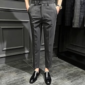 levne Štíhlý-Pánské Oblekové Kalhoty Kalhoty chinos Knoflíky Kapsy Pevná barva Pohodlné Po kotníky Formální Párty Práce Módní Klasický styl Černá Khaki Lehce elastické