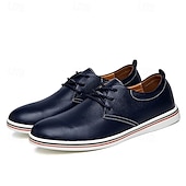 cheap Semi-Formal-Men&#039;s Casual Lace-Up Shoes – Vibrant Faux Leather Upper, Lightweight Design, Non-Slip Sole, Perfect for Everyday Wear and Summer Outings