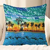 cheap Throw Pillows &amp; Covers-Summer Vibe Decorative Toss Pillows Cover 1PC Palm Trees Soft Square Couch Cushion Case Pillowcase for Bedroom Livingroom Sofa Chair