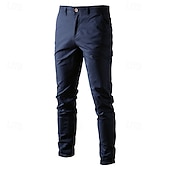economico Pantaloni Elite da Uomo-Per uomo Chinos Bottoni Tasca Tinta unica Traspirante Indossabile Lunghezza intera All&#039;aperto Casuale Quotidiano Elegante Semplice Nero Giallo Micro-elastico
