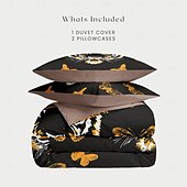 cheap 100% Cotton-Butterfly and Tiger Pattern Duvet Cover Set Set Soft 3-Piece Luxury Cotton Bedding Set Home Decor Gift Twin Full King Queen Size Duvet Cover