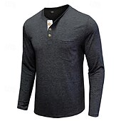 preiswerte Lässiges Henley-T-Shirt-Herren T Shirt Henley Shirt langarmshirt Glatt Rundhalsausschnitt Strasse Täglich Langarm Button-Down Bekleidung Modisch Designer Brautkleider schlicht Komfortabel