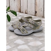 abordables Sandales Confort-sandales de sport bleues pour femmes avec sangles réglables et motif géométrique – chaussures de marche d&#039;extérieur confortables pour la randonnée, les voyages et les vêtements décontractés