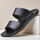 billige Utendørs sandaler-solbrune lysesandaler i kunstskinn for menn – minimalistisk design med dobbel stropp, lett og behagelig sommersko for strand- og fritidsklær