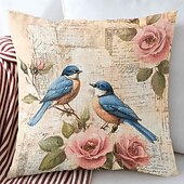 levne květinový a rostlinný styl-1 ks Polyester Polštářový potah, Zvíře stromy a listí rustikální design Pastýřský Obdélníkový Tradiční Klasický