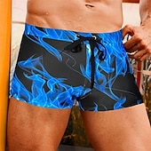 baratos Calções de Banho Masculinos-Homens Calção Justo de Natação Shorts de Natação Roupa de Banho Calças Com Cordão Natação Surfe Praia Esportes Aquáticos Estampado Verão Primavera