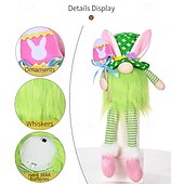 cheap Easter Lights-1 Pc Easter Long Leg Rabbit with Light, Faceless Child, Dwarf Doll, Carrot Resurrection Egg, Easter Indoor Party, Restaurant Atmosphere Decoration