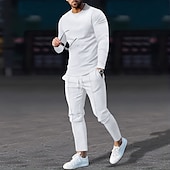 olcso Férfi Basic Tees szettek-Férfi Gofri póló Póló öltönyök Tracksuit Teniszing Rövid ujjú Tömör szín Testedző Alkalmi 2 db Kerek nyakkivágás Vakáció Hétköznapi viselet Sportruházat Nyár Fekete Fehér Királykék Henley póló
