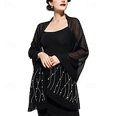 cheap Wedding Guest Wraps-YESSA Womens Rhinestone Shawls and Wraps for Evening Dresses,Sequin Chiffon Shawls and Wraps for Weddings Formal Shawl Scarf