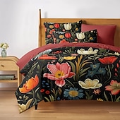 abordables conception exclusive-Ensemble de housse de couette 100% coton peinture à l&#039;huile vintage style fleurs ensemble de lit double ensemble de 2 pièces ensemble de 3 pièces léger doux en peluche courte ensemble de literie