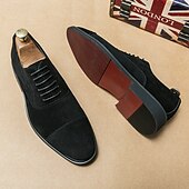 abordables Formal-Zapatos oxford de gamuza marrón para hombre: zapatos de vestir clásicos con cordones para ocasiones formales y de negocios, calzado cómodo y elegante