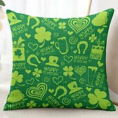 billiga geometrisk stil-saint patrick&#039;s day dekorativa slängkuddar överdrag 1 st grön irländsk mjuk fyrkantig soffa kuddfodral örngott för sovrum vardagsrum soffa stol