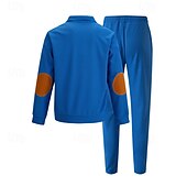 cheap Basic Tracksuits-Men&#039;s Sweatshirt Tracksuit Sweatsuit Black White Blue Khaki Gray Standing Collar Color Block 2 Piece Sports &amp; Outdoor Daily Holiday Polyester Streetwear Basic Casual Spring &amp;  Fall Clothing Apparel