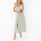 levne Šaty na promoci-Dámské Dlouhé šaty Maxi šaty Šaty na promoci Áčkové šaty Letní šaty Cami šaty Elegantní stylové Dovolená Denní Rande Běžný Bez vzoru Bez rukávů Hranatý Černá Bílá Světle zelená Světlá růžová Léto